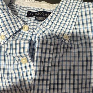 U.S. Polo Assn. Blue and White Checkered Casual Button Down Shirt